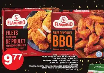 Marches Tradition Flamingo frozen chicken wings or breaded chicken breast bites, fillets or chicken thigh pieces offer