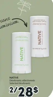 Brunet Native déodorants sélectionnés offer