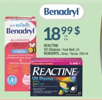 Jean Coutu Reactine, benadryl selected products offer