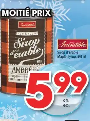 Jean Coutu Irresistibles maple syrup offer