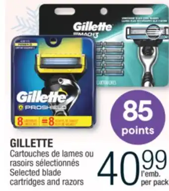Jean Coutu Gillette selected blade cartridges and razors offer