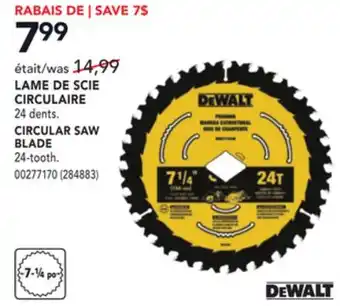 Réno Dépôt Dewalt circular saw blade offer