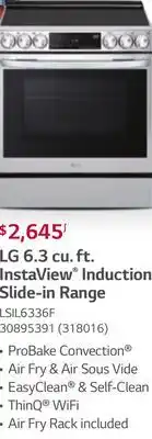 Réno Dépôt Lg 6.3 cu. ft instaview induction slide-in range offer