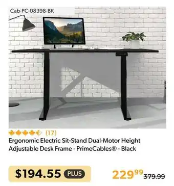 Shopper+ Ergonomic electric sit-stand dual-motor height adjustable desk frame - primecables - black offer