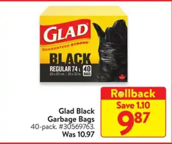 Walmart Glad black garbage bags offer