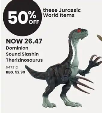 Toys R us Mattel dominion sound slashin therizinosaurus offer