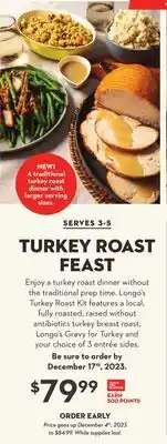 Longo's Turkey roast feast offer