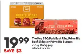 Longo's The keg bbq pork back ribs, prime rib beef sliders or prime rib burgers offer