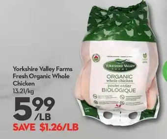 Longo's Yorkshire valley farms fresh organic whole chicken offer