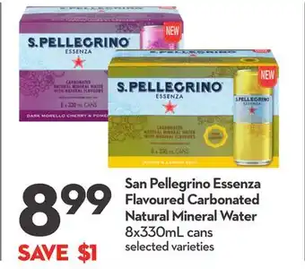 Longo's San pellegrino essenza flavoured carbonated natural mineral water offer