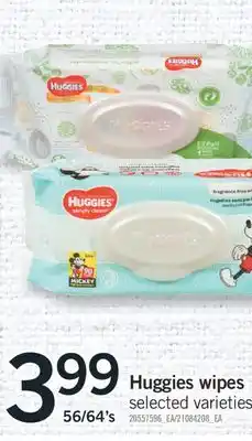 Fortinos Huggies wipes 56/64's offer