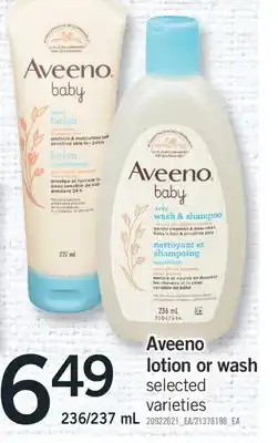 Fortinos Aveeno lotion or wash, 236/237 ml offer