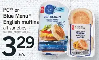 Fortinos Pc blue menu english muffins 6's offer