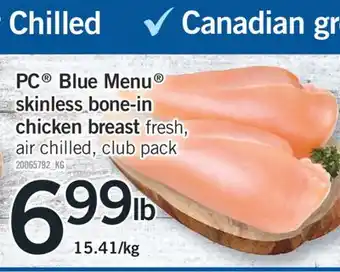 Fortinos Pc blue menu skinless bone-in chicken breast offer