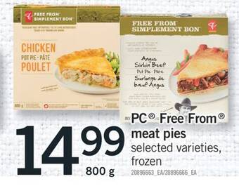 Fortinos Pc free from meat pies, 800g offer