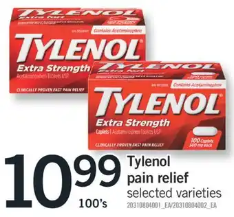 Fortinos Tylenol pain relief, 100's offer