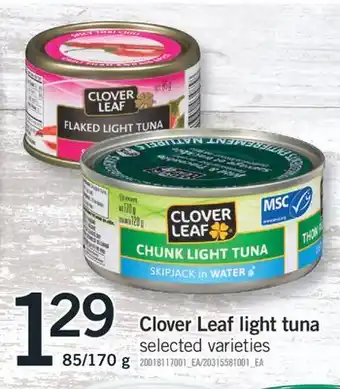 Fortinos Clover leaf light tuna, 85/170 g offer
