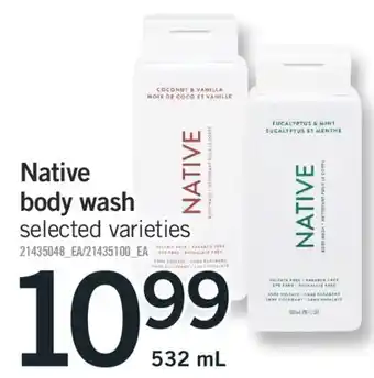 Fortinos Native body wash 532 ml offer