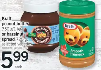 Fortinos Kraft peanut butter 750 g/1 kg or hazelnut spread 725 g offer
