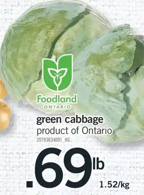 Fortinos Green cabbage offer