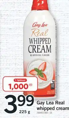 Fortinos Gay lea real whipped cream, 225 g offer