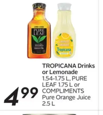 Sobeys Tropicana drinks or lemonade offer