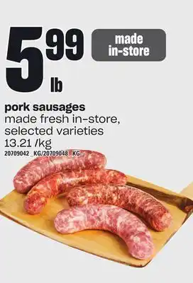 Independent Grocer Pork sausages offer