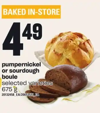 Independent Grocer Pumpernickel or sourdough boule, 675 g offer