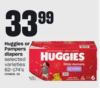 Loblaws Huggies or pampers diapers, 62-174's offer