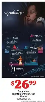 Loblaws Goodnites nighttime underwear, 28-44's offer