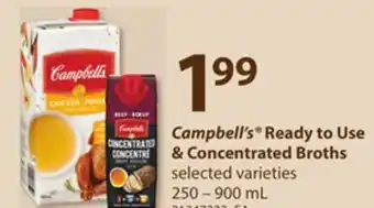 Loblaws Campbell's ready to use & concentrated broths, 250-900 ml offer