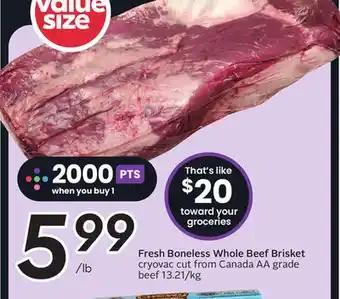 Sobeys Fresh boneless whole beef brisket offer