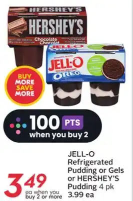 Sobeys Jell-o refrigerated pudding or gels or hershey's pudding offer