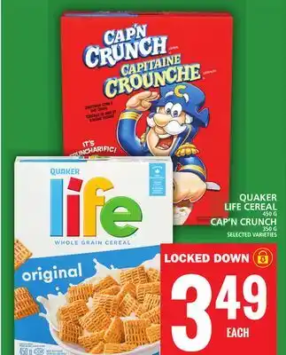 Food Basics Quaker life cereal or cap'n crunch offer