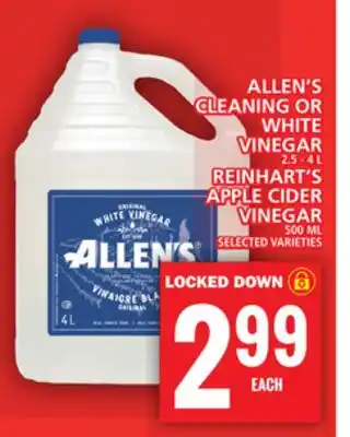Food Basics Allen's cleaning or white vinegar 2.5 - 4 l reinhart's apple cider vinegar 500 ml offer