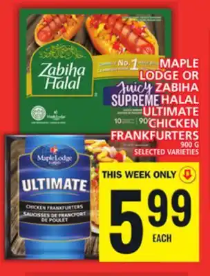 Food Basics Maple lodge or zabiha halal ultimate chicken frankfurters offer