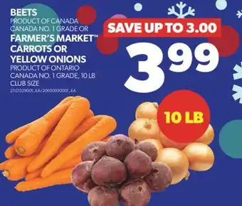 Real Canadian Superstore Beets or farmer's market carrots or yellow onions, 10 lb offer