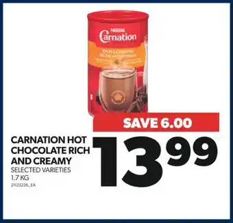 Real Canadian Superstore Carnation hot chocolate rich and creamy, 1.7 kg offer