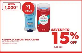 Real Canadian Superstore Old spice or secret deodorant offer