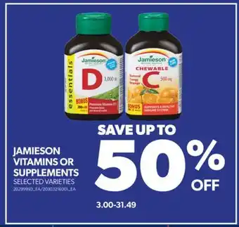 Real Canadian Superstore Jamieson vitamins or supplements offer