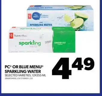 Real Canadian Superstore Pc or blue menu sparkling water, 12x355 ml offer