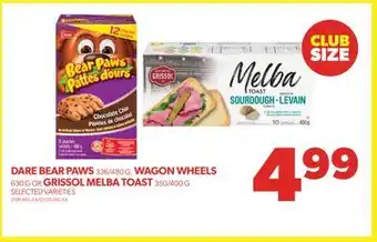 Real Canadian Superstore Dare bear paws 336/480 g, wagon wheels, 630 g or grissol melba toast, 350/400 g offer
