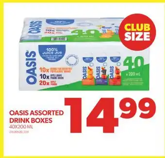 Real Canadian Superstore Oasis assorted drink boxes, 40x200 ml offer