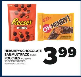 Real Canadian Superstore Hershey's chocolate bar multipack, 4's or pouches, 160-290 g offer