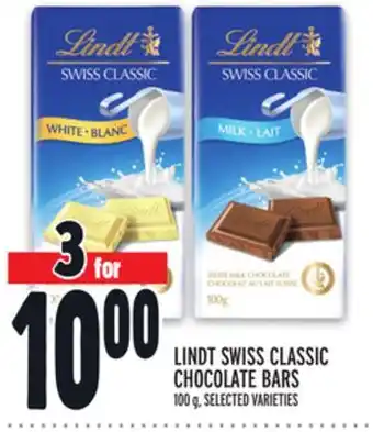 Metro Lindt swiss classic chocolate bars offer