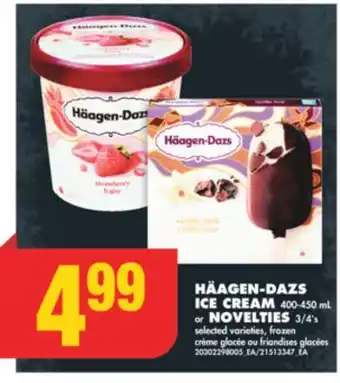 No Frills Häagen-dazs ice cream 400-450 ml or novelties 3/4's offer