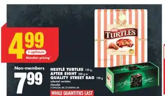 No Frills Nestlé turtles, 150 g, after eight, 200 g or quality street bag, 190 g offer