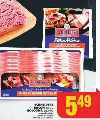 No Frills Schneiders bacon, 375 g or bologna, 375/500 g offer