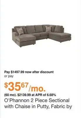 Ashley Furniture O'phannon 2 piece sectional with chaise in putty, fabric by ashley offer