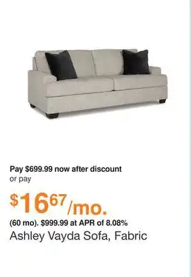 Ashley Furniture Ashley vayda sofa, fabric offer